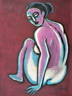 Burgundy And Turquoise Figure