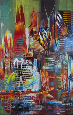Colourful city London skyline 852