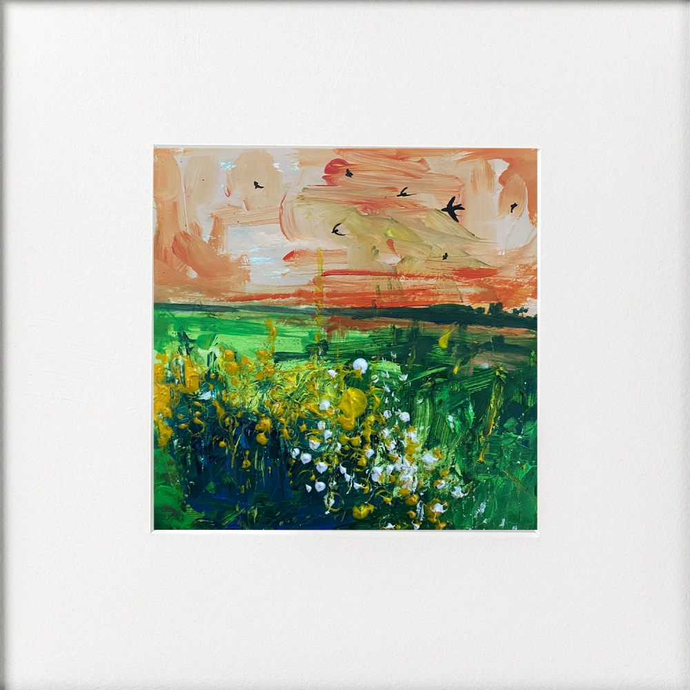 Seasons - Summer Swallows over Fields framed