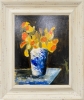 Blue & White China Vase of Daffodils