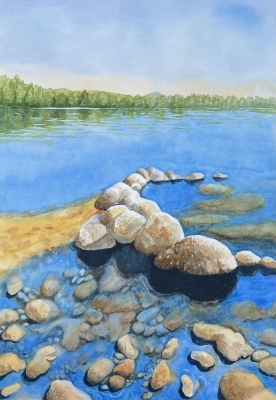 ROCKS AT THE LAKE EDGE