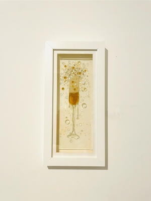 Champagne Glass Art Framed Wall Art Sculpture
