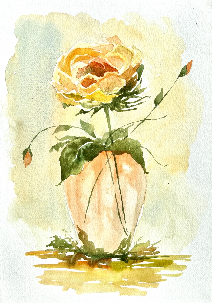 PEACH ROSE IN MATCHING VASE