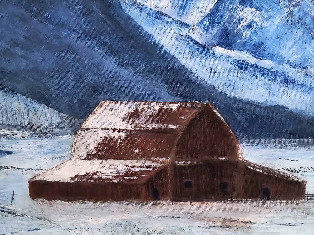 Barn in Wyoming Grand Tetons Range Deep Winter