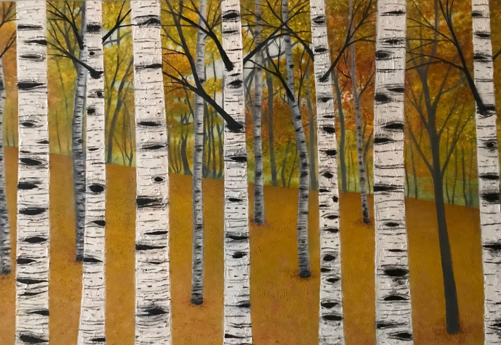 Golden birch wood