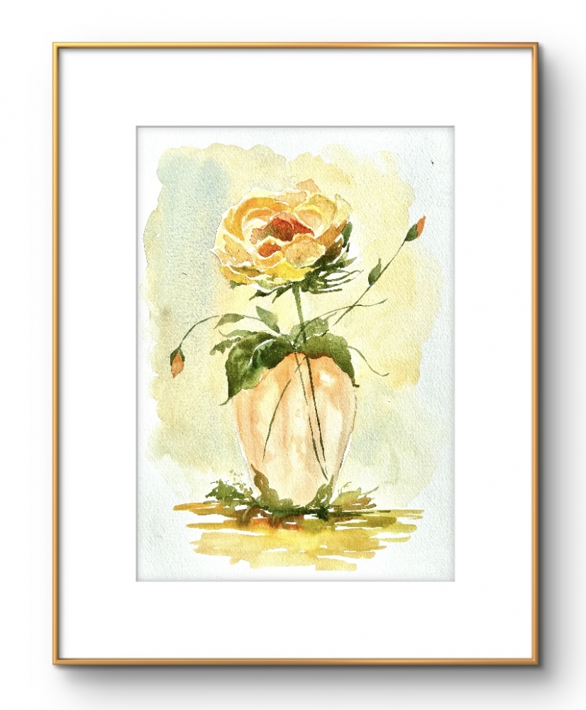 PEACH ROSE IN MATCHING VASE