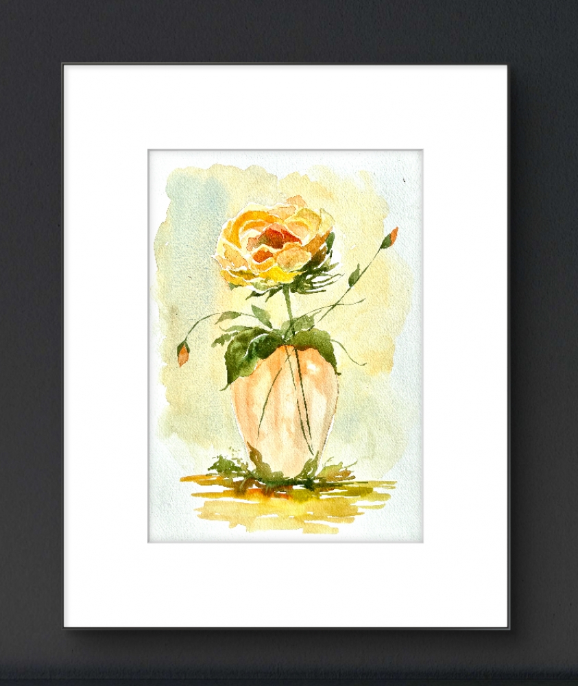 PEACH ROSE IN MATCHING VASE