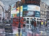 Piccadilly Circus in winter snow