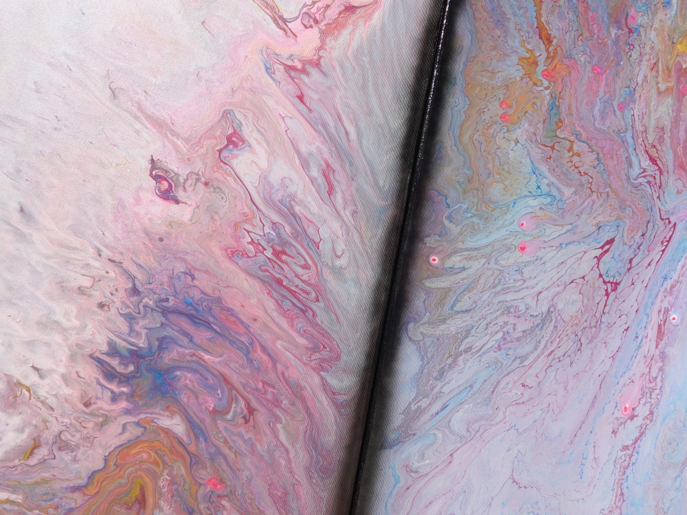 Fluid Abstract paintings A1166 - long diptych