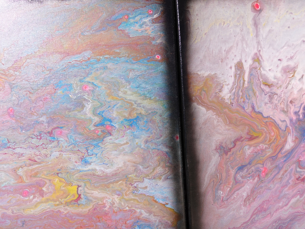 Fluid Abstract paintings A1166 - long diptych