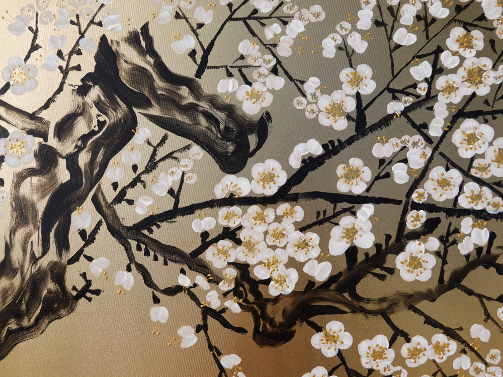 Japanese sakura J339 - gold long diptych
