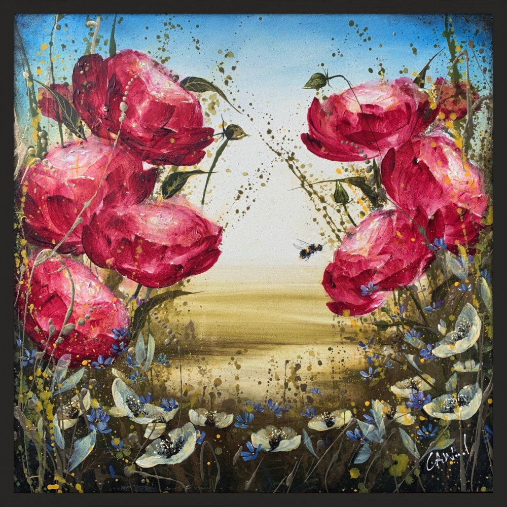 Bee and Roses Floral landscape