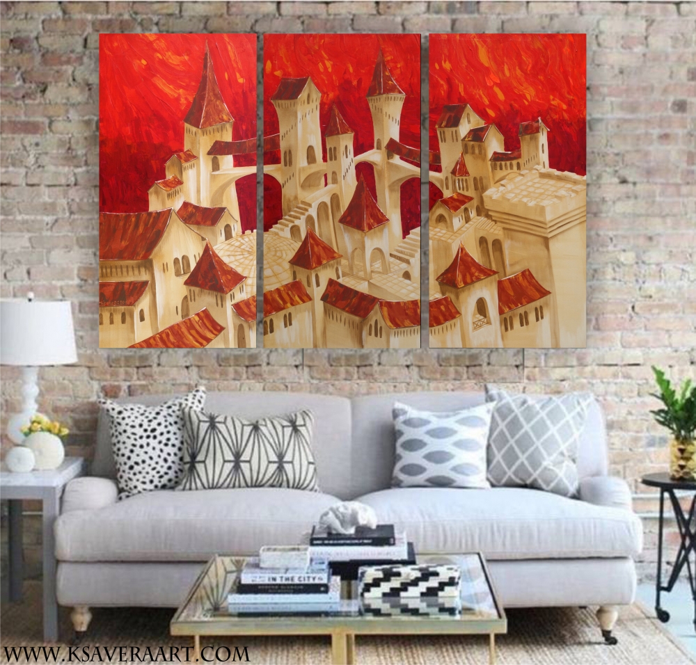 XXL Surrealistic town paintings S038