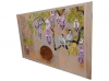 Large silver orange triptych Japanese wisteria J303