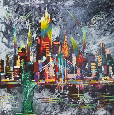 City New York Liberty dramatic skyline 150