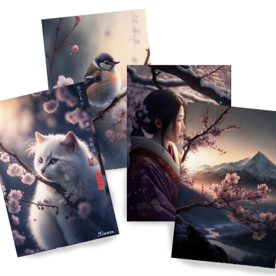 Japanese geisha DS0123 - Set of 4 photo prints 