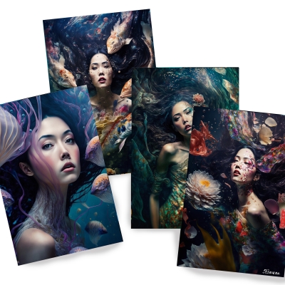 Japanese geisha DS0129 - Set of 4 photo prints