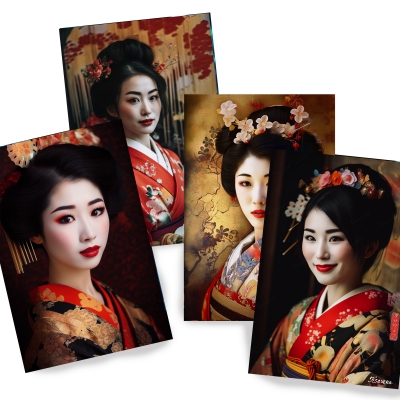 Japanese geisha DS0273 - Set of 4 photo prints