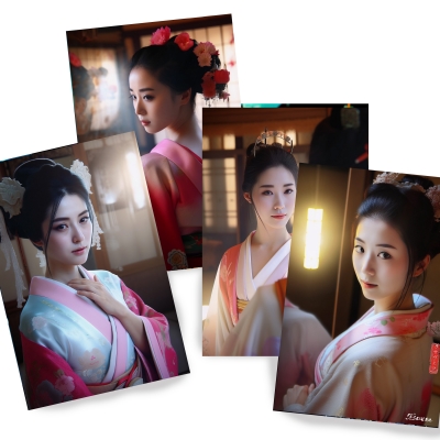 Japanese geisha DS0277 - Set of 4 photo