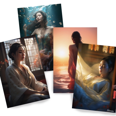 Japanese geisha DS0293 - Set of 4 photo