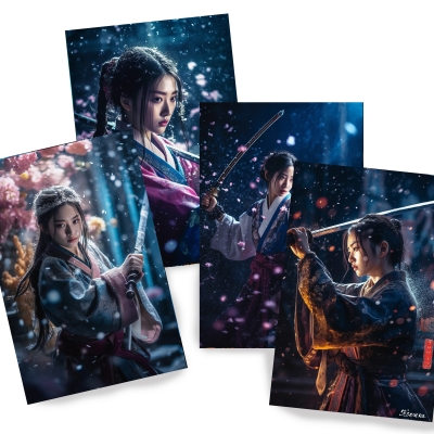 Japanese Onna-musha DS0305 - Set of 4 photo prints 