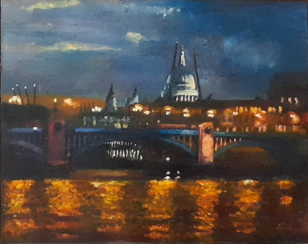 Southwark Bridge and St Paul's at night