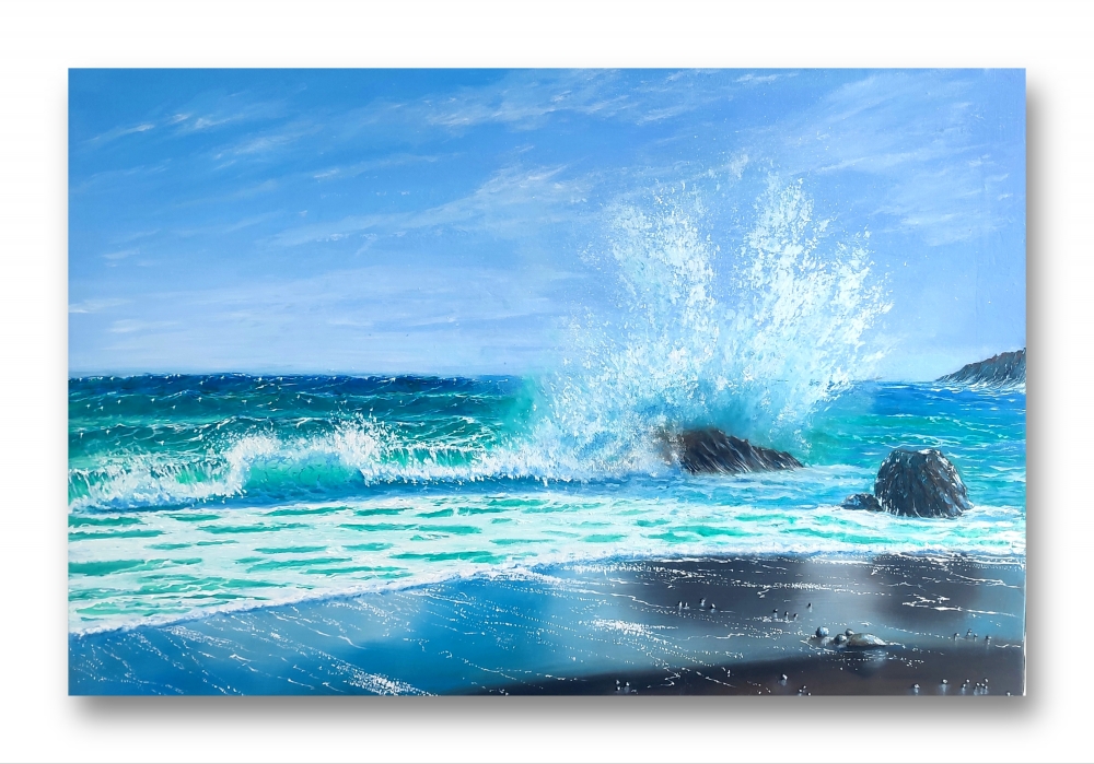Sea elesea, wave, shore, seascape, oil paintingment