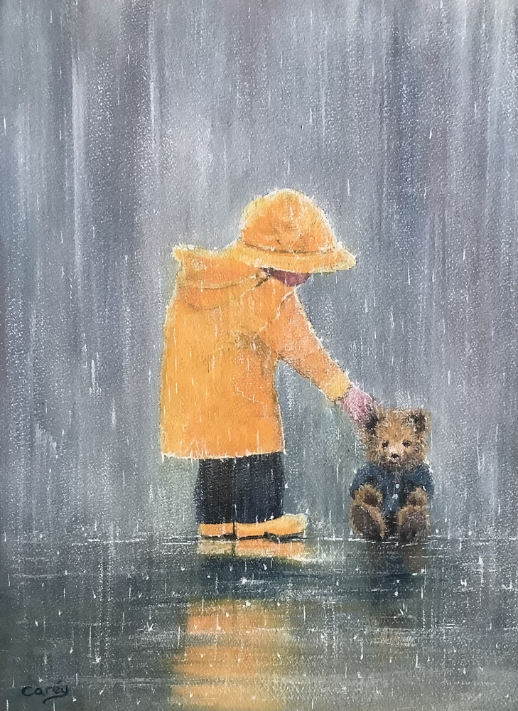 Teddy in the rain