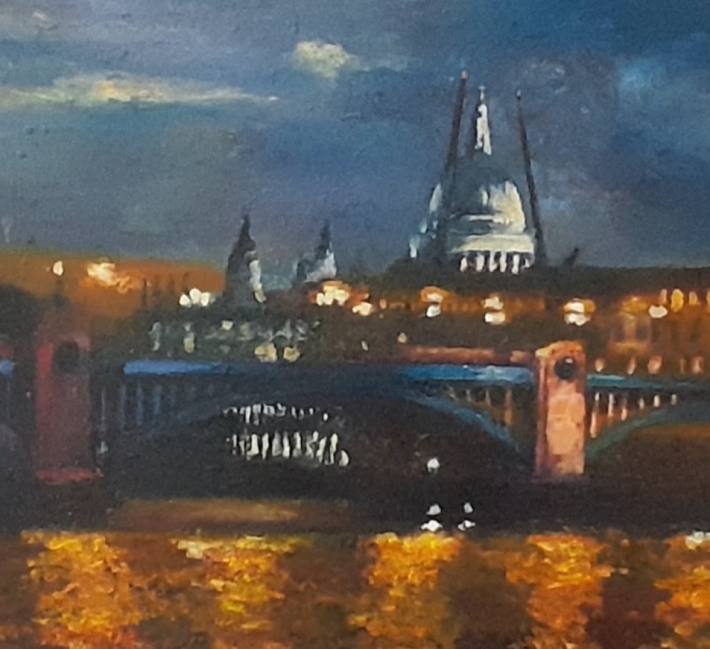 Southwark Bridge and St Paul's at night