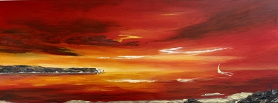Solent Sunrise; The Needles from Barton on Sea