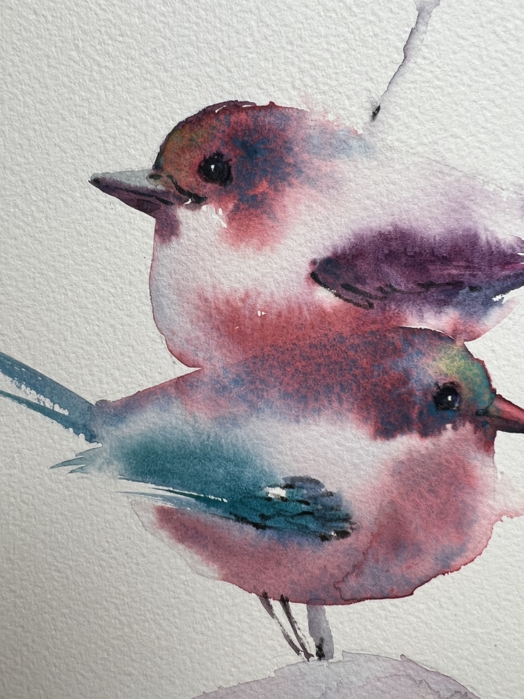 Pink motifs. Birds