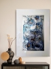 Peacocks Parade  XL framed acrylic glass painting