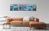 XXL Abstract Midnight River Triptych 150 x 40cm Textured Abstract