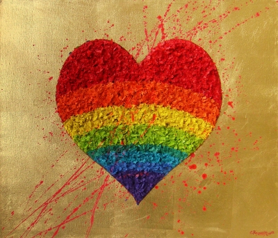 Rainbow, heart, love 