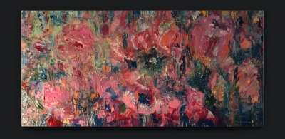 Abstract flowers panoramic painting 