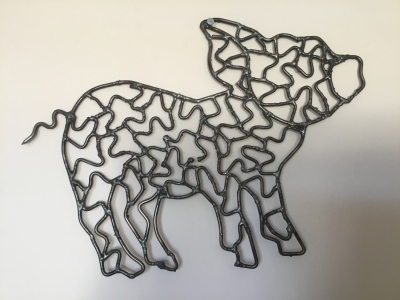 Piglet Steel Wire Sculpture