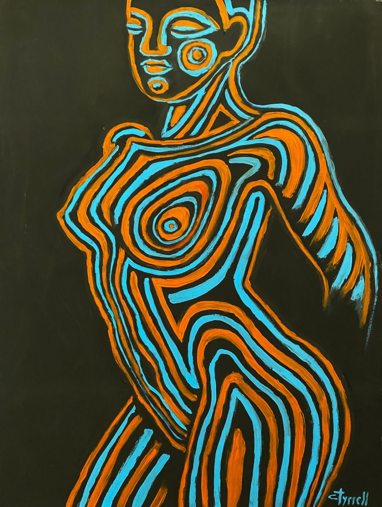 Painted Body Orange and Blue 1