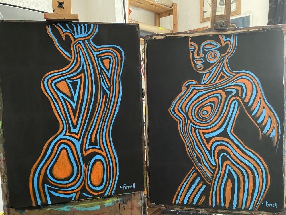 Painted Body Orange and Blue 1