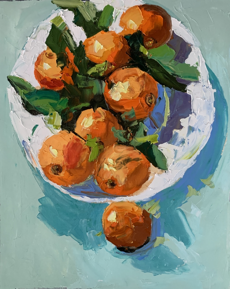 Mandarins. Still life Original oil painting.