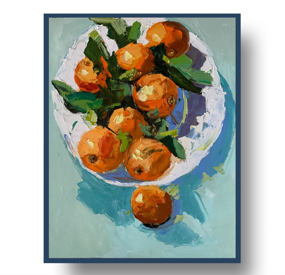 Mandarins. Still life Original oil painting.