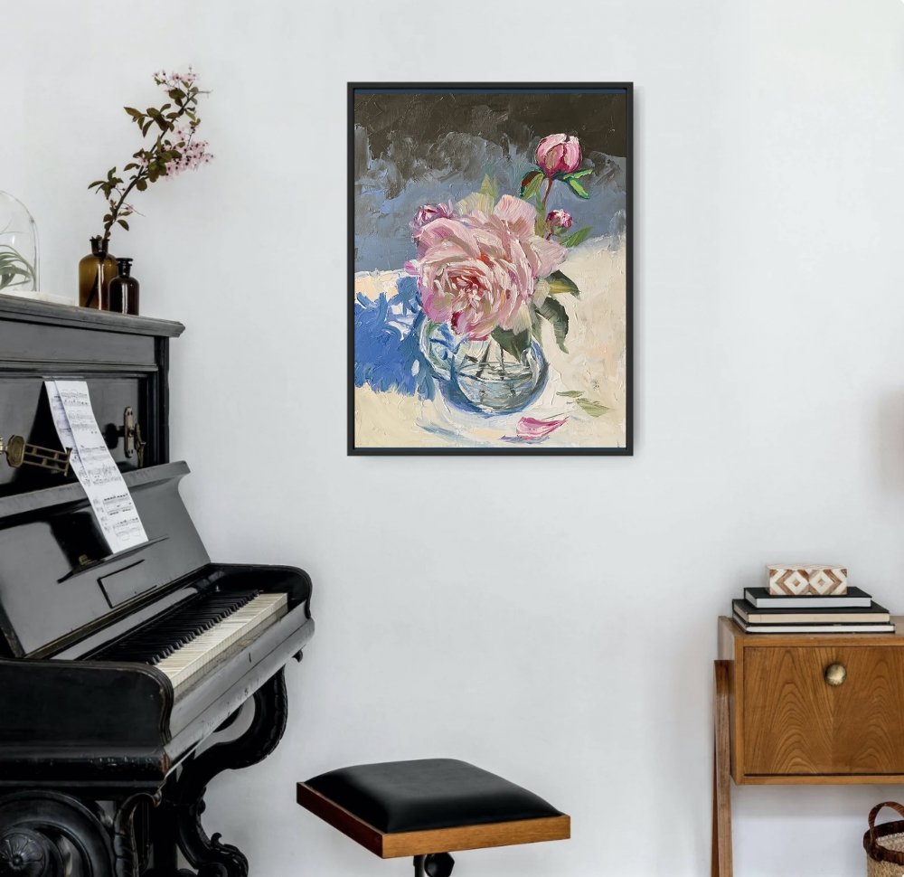 Peony flower in a vase. still life.