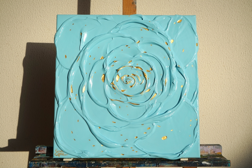 Little Blue Rose with a Touch of Gold II. 