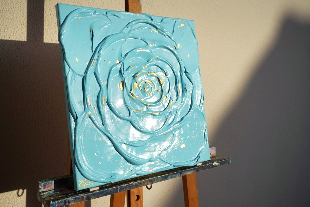 Little Blue Rose with a Touch of Gold II. 