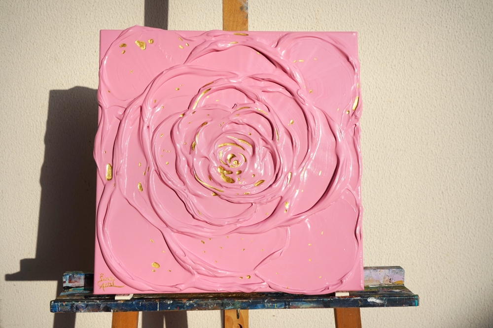 Little Pink Rose with a Touch of Gold III. 