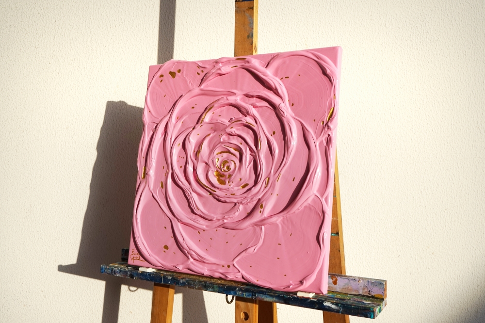 Little Pink Rose with a Touch of Gold III. 