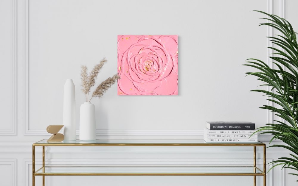 Little Pink Rose with a Touch of Gold III. 