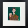 Gentleman with marmalade cat framed