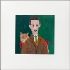 Gentleman with marmalade cat framed