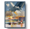 Yachts at sunset. Ocean seascape.