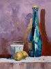 Still life with milk and lemons.